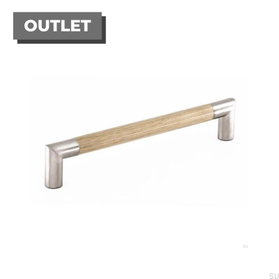Länglicher Möbelgriff 7623 192 Silber mit Eichenholz