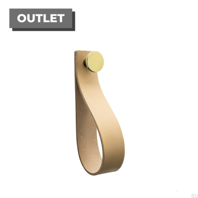 Wandhalter mit Schlaufenriemen aus Naturleder und Gold