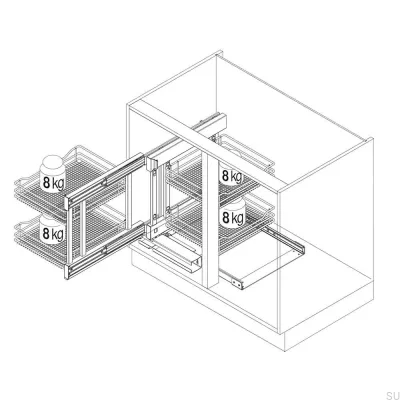 Ausziehbarer Eckschrank Flex Corner 1000 mm