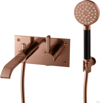 Wand-Thermostat-Badewannenarmatur ARM036, gebürstetes Kupfer, unlackiert