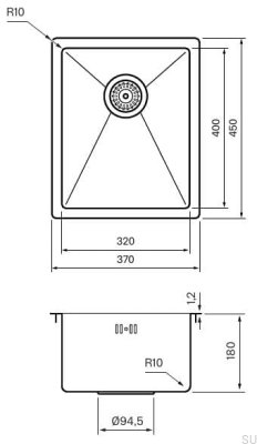 Küchenspüle 3040 Stahl Schwarz Chrom PVD