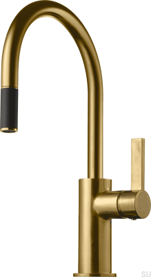 Küchenarmatur mit ausziehbarem Auslauf ARM375 Messing Honiggold gebürstet