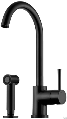 Zweiloch-Küchenarmatur mit Brause EVO200, mattschwarzes Messing