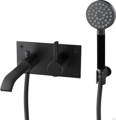 Wand-Thermostat-Badewannenarmatur ARM036, mattschwarzes Messing