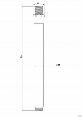 Verbindungsrohr für Duscharme FL271-200 Messing Schwarz Chrom gebürstet