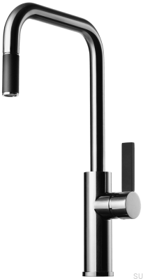 Küchenarmatur mit ausziehbarem Auslauf ARM985 Messing Chrom mit Schwarz