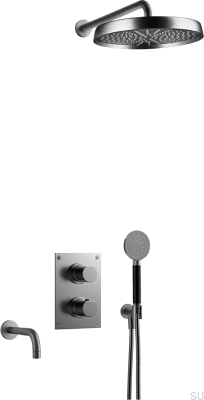 ARM7368 ED2 Duschset aus Messing, schwarz und gebürstetem Chrom