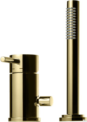 Badewannenarmatur mit Duschkopf BI048, honiggoldenes Messing