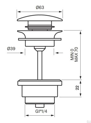  Universeller Pop-up-Waschtischverschluss 74400 Messinggrau Ascot