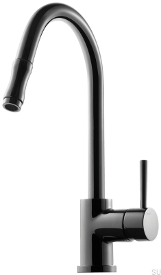Küchenarmatur mit ausziehbarem Auslauf EVO185 Messing Schwarz Chrom
