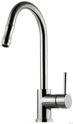 Küchenarmatur mit ausziehbarem Auslauf EVO185, Messing verchromt