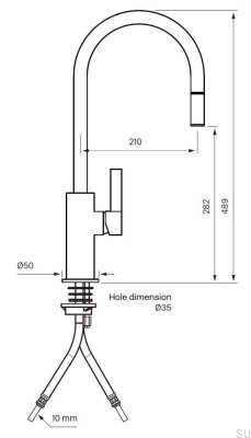 Küchenarmatur mit ausziehbarem Auslauf ARM185, gebürstetes vernickeltes Messing