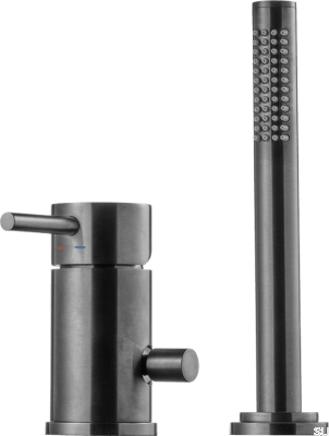 Badewannenarmatur mit Duschkopf BI048, Messing, schwarz gebürstetes Chrom 