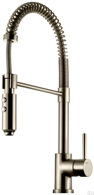 Küchenarmatur mit ausziehbarem Auslauf EVO176, gebürstetes Nickel-Messing
