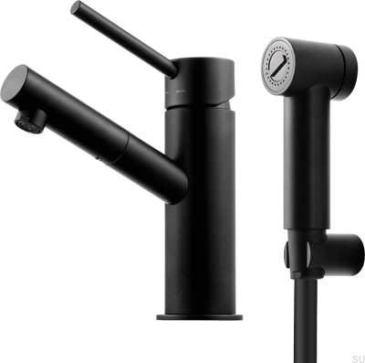 BI069 Waschtisch-Bidet-Armatur, mattschwarzes Messing