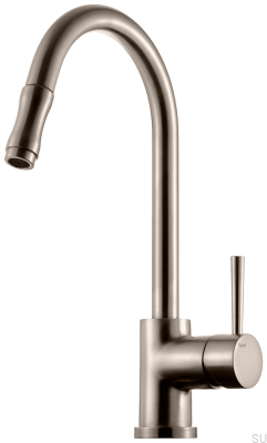 Küchenarmatur mit ausziehbarem Auslauf EVO185, gebürstetes Nickel-Messing