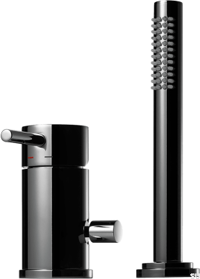 Badewannenarmatur mit Duschkopf BI048, Messing, Schwarzchrom
