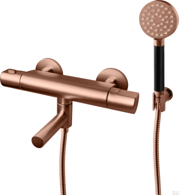 Wandmontierter Thermostat-Badewannenhahn ARM026-150, gebürstetes Kupfer, unlackiert