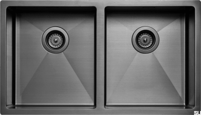 Küchenspüle 4040 Stahl Schwarz Chrom PVD