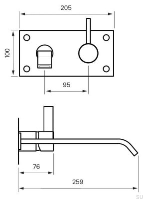 ARM008 Waschtischarmatur, gebürstetes Kupfer, unlackiert