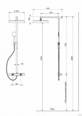 Duschset ARM300-150 Messing verchromt