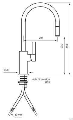 Küchenarmatur mit ausziehbarem Auslauf ARM375 Chrom/Schwarz