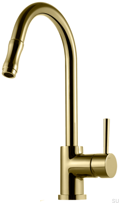 Küchenarmatur mit ausziehbarem Auslauf EVO185, Honiggold-Messing