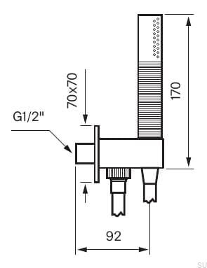 BOX300/300 SQUARE Duschset, Messing poliert, unlackiert