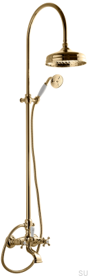 Klassisches Duschset mit Wanneneinlauf XCOL022-150, poliertes Messing, unlackiert