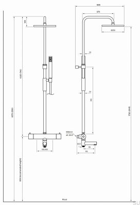 TVM2200-150 Duschset Messing Schwarz gebürstetes Chrom