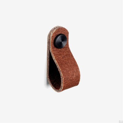 Brauner Pina-Möbelknopf mit schwarzem Pinatex