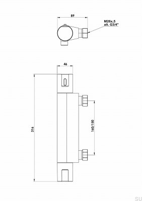 Duscharmatur ARM168-150 Messing verchromt