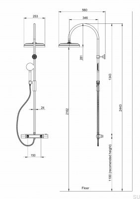 ARM5300-150 Duschset aus gebürstetem Nickel-Messing
