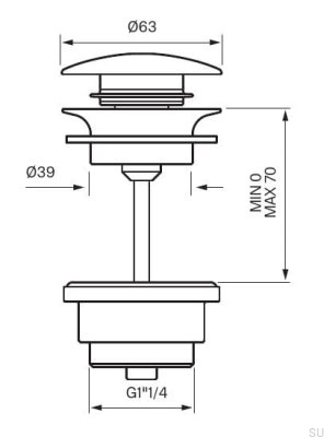 Universeller Pop-up-Stopper Arch74400 Messinggelb