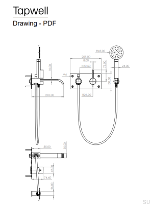 Wand-Thermostat-Badewannenarmatur ARM036, verchromtes Messing