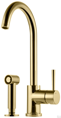 Zweiloch-Küchenarmatur mit Brause EVO200, Honiggold-Messing