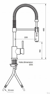 Küchenarmatur mit ausziehbarem Auslauf EVO176, Messing verchromt