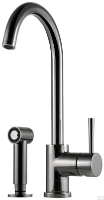 Zweiloch-Küchenarmatur mit Brause EVO200, Messing, Schwarzchrom