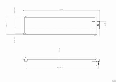 Badheizkörper TW800-200 Stahl Messing poliert PVD
