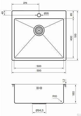 Diskho 5540 Stahl-Kupfer-PVD-Küchenspüle