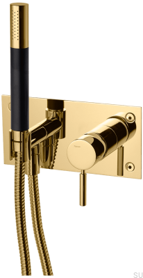 Duscharmatur mit Duschkopf und Schlauch BOX011-364, poliertes Messing, unlackiert