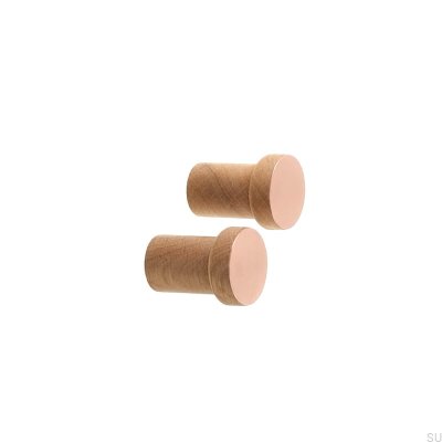 Copper 30 Wandhalter aus Holz mit gebürstetem, unlackiertem Kupfer
