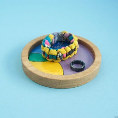 Emailliertes Schmucktablett aus Holz von Eclipse, bunt – Muster 1