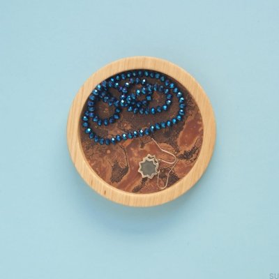 Moon 12 Schmucktablett aus Holz mit oxidiertem Kupfer 