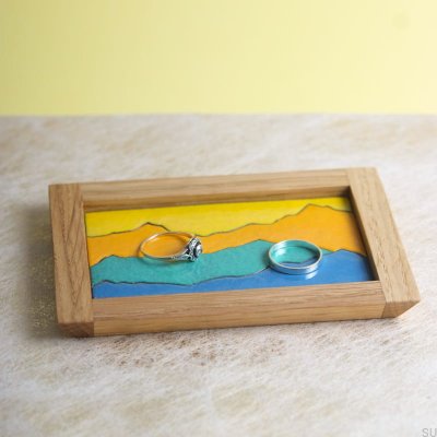 Scene Sunrise emailliertes Schmucktablett aus Holz 