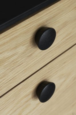Beret 45 Möbelknopf aus Holz, Eiche, Schwarz