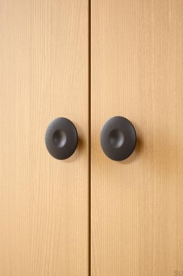 Dimple 60 Möbelknopf aus Holz, Esche, Schwarz