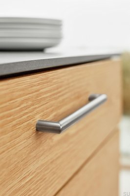 Länglicher Möbelgriff Angle 160 H30 Silber Satin