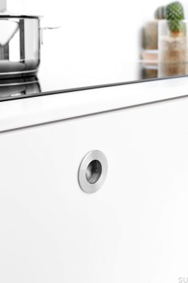Möbelmuschelgriff Rund 65 Stahl Silber Satin