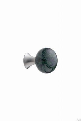 Bead Straight 28 Möbelknopf Marmorgrün mit Silber